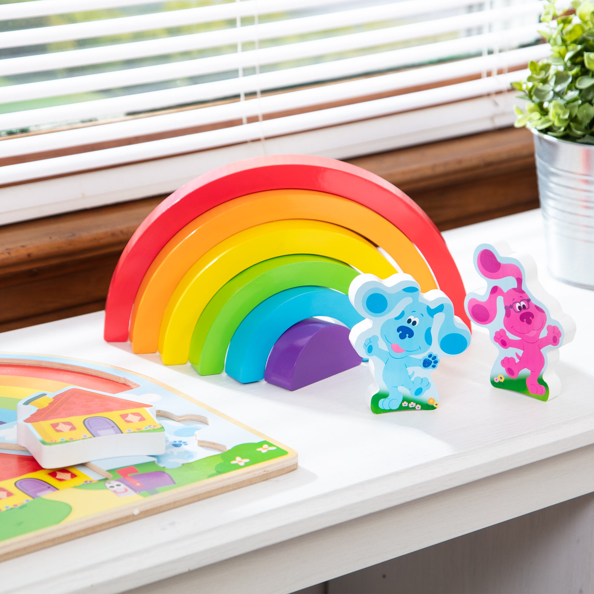 Blue's Clues & You! Wooden Rainbow Stacking Puzzle - 9 Pieces - Image 5