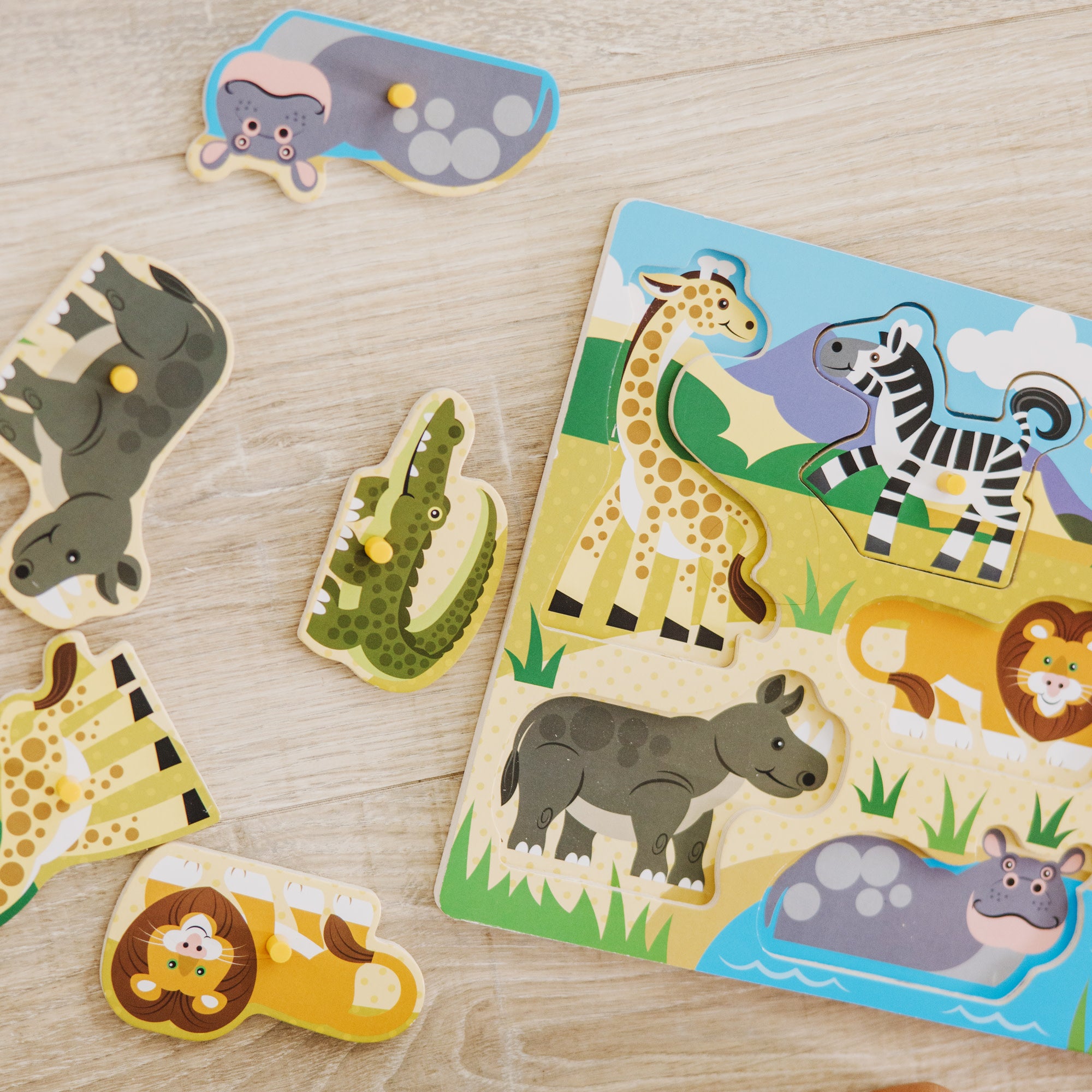 Wooden Peg Puzzle 6-Pack: Vehicles. Numbers. Safari. Farm. Pets. Alphabet - Image 6