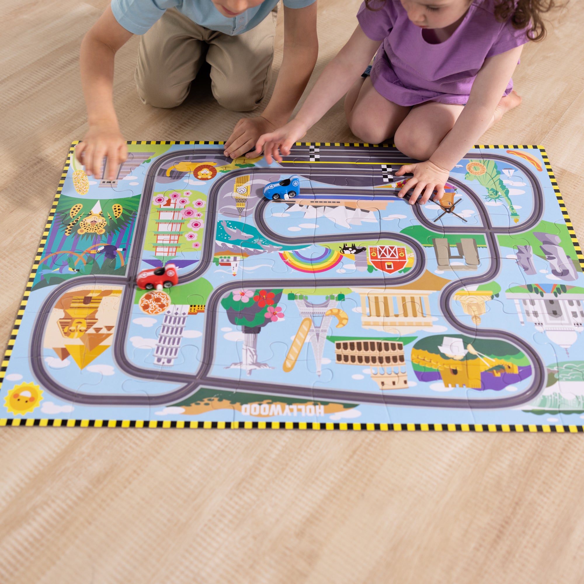 Race Around the World Tracks Floor Puzzle - 48 Pieces - Image 13