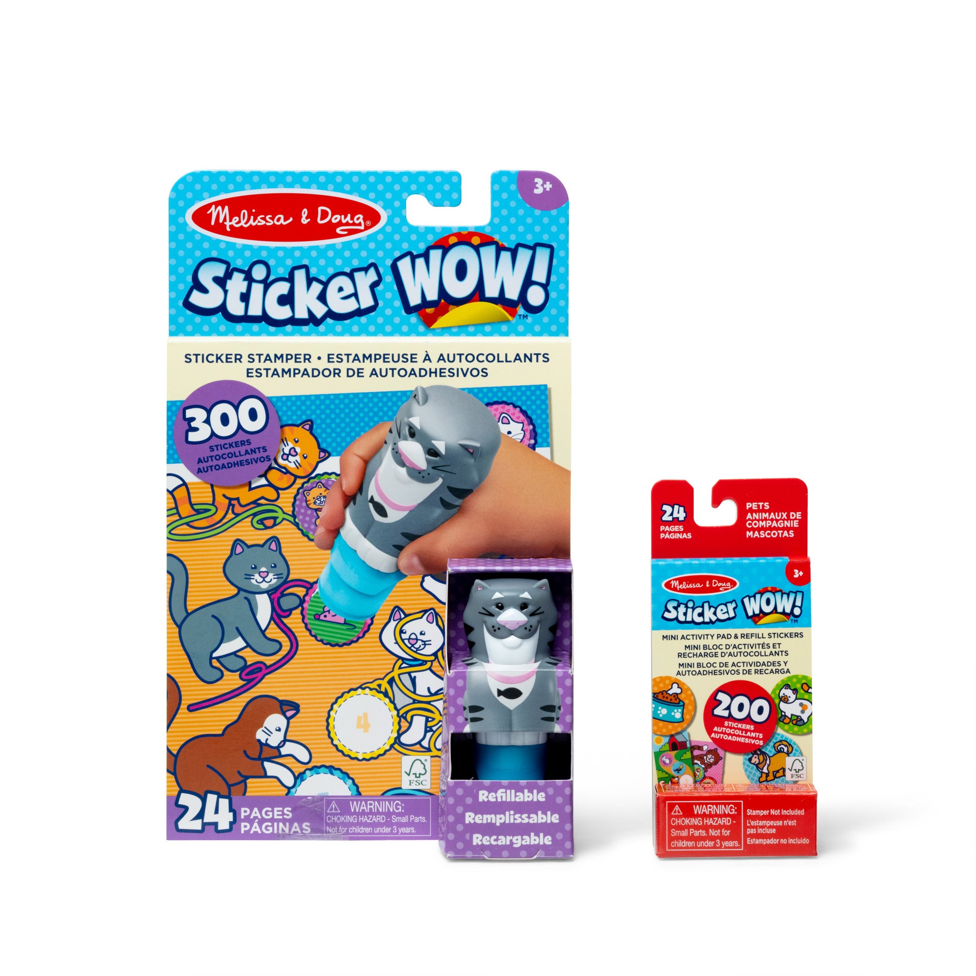 Sticker WOW!? Cat Bundle: Activity Pad & Sticker Stamper + Mini Activity Pad and 200 Refill Stickers