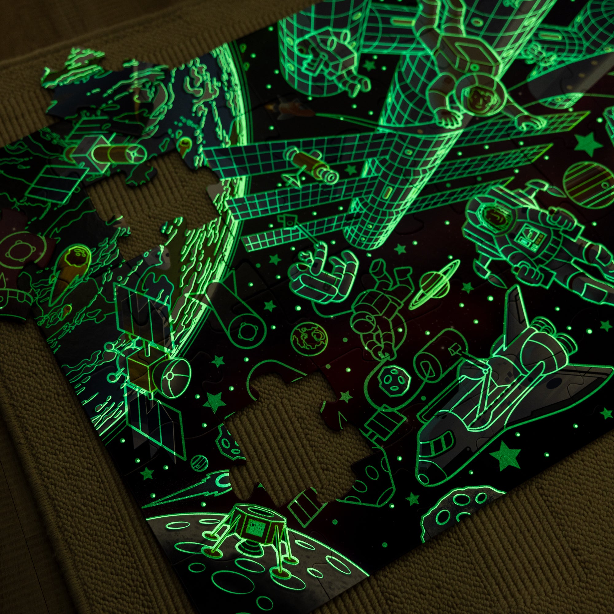 Outer Space Glow-in-the-Dark Floor Puzzle ?C 48 Pieces - Image 4