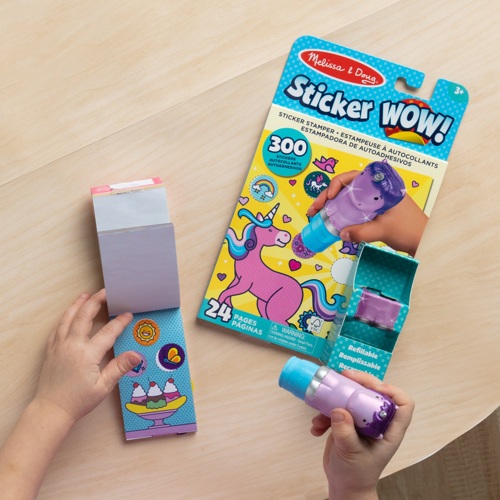 Sticker WOW!? Purple Unicorn Bundle: Activity Pad & Sticker Stamper + Mini Activity Pad and 200 Refill Stickers - Image 2