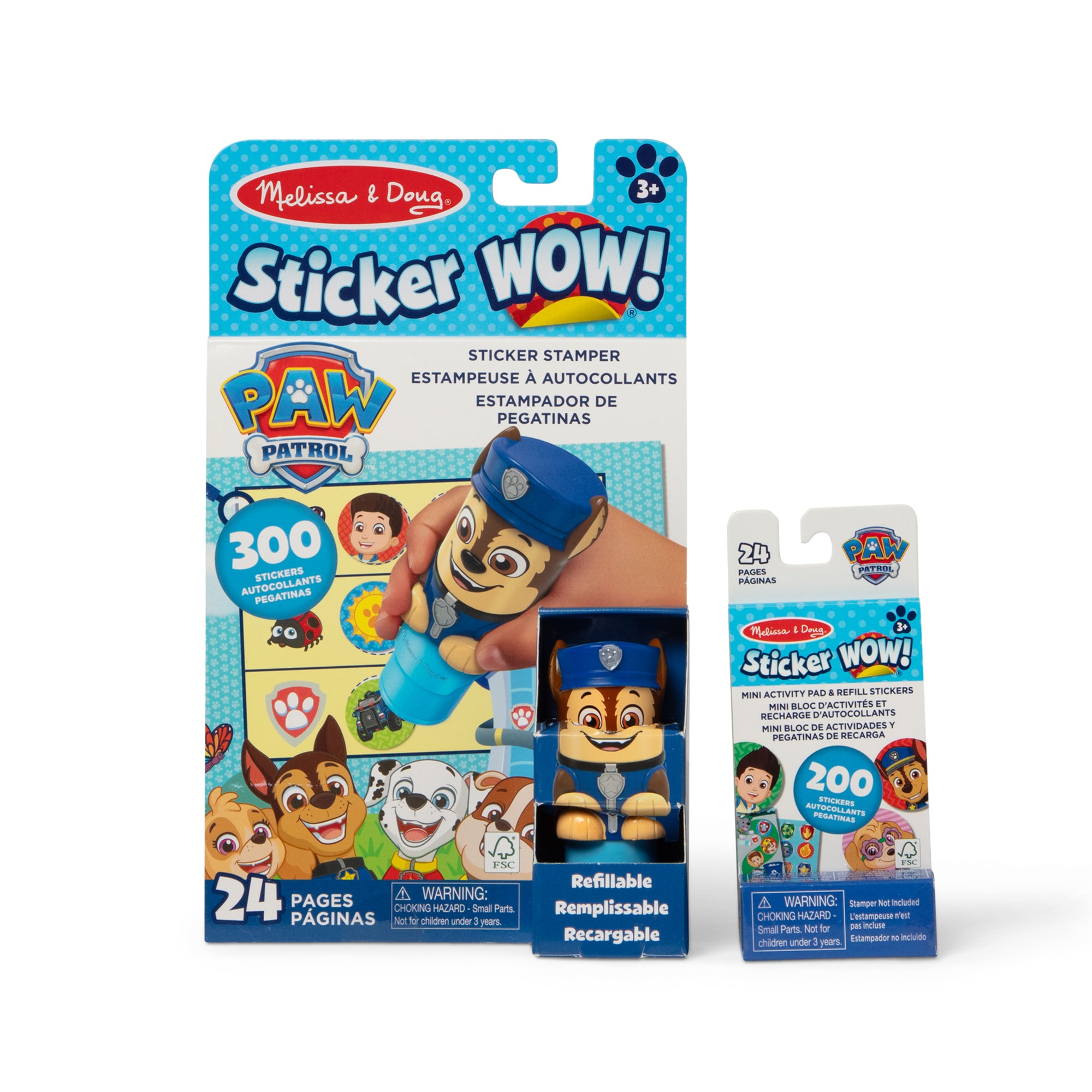 Sticker WOW!? PAW Patrol Chase Bundle: Activity Pad & Sticker Stamper + Mini Activity Pad and 200 Refill Stickers