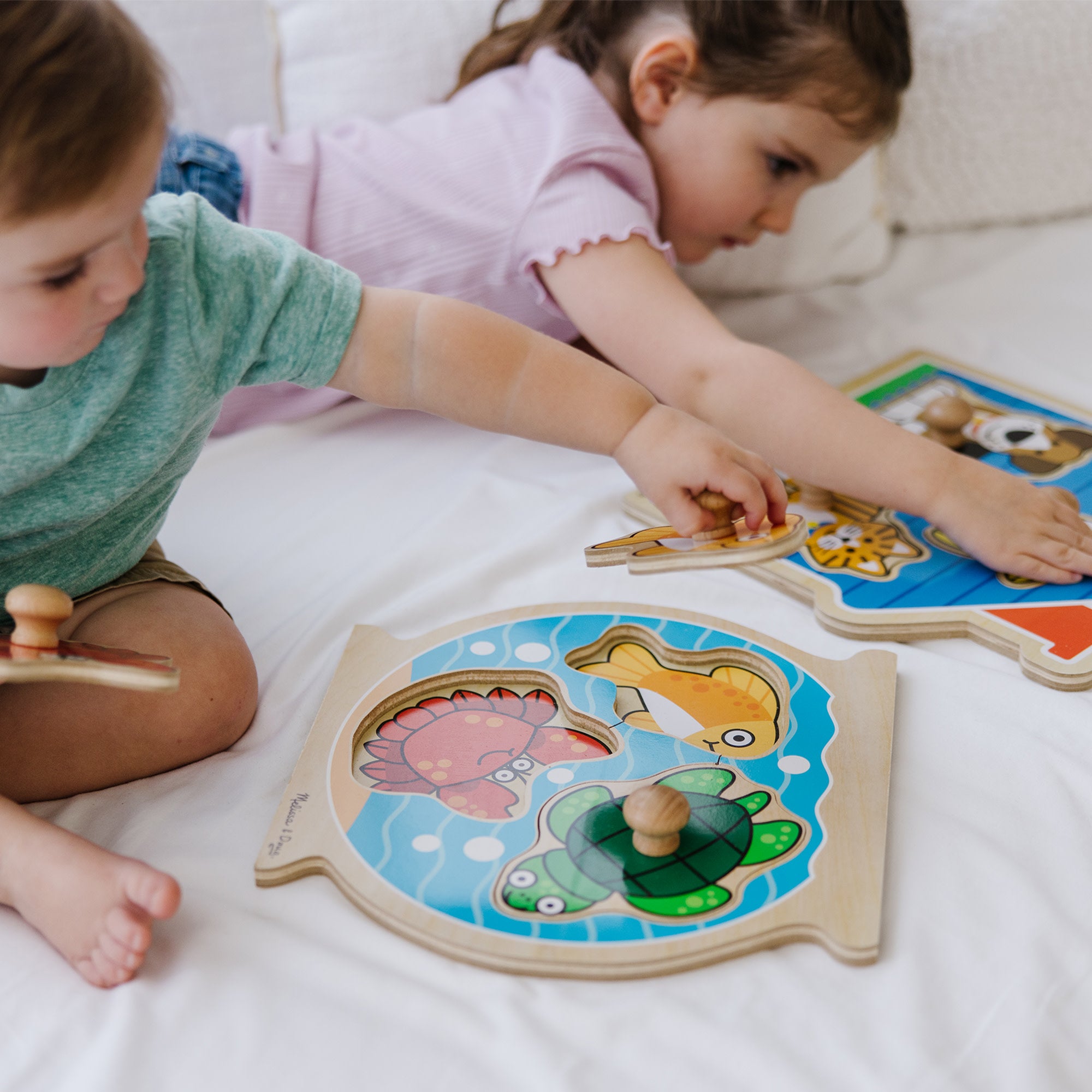 Wooden Jumbo Peg Puzzle 2-Pack: Fish Bowl. House Pets - Image 2