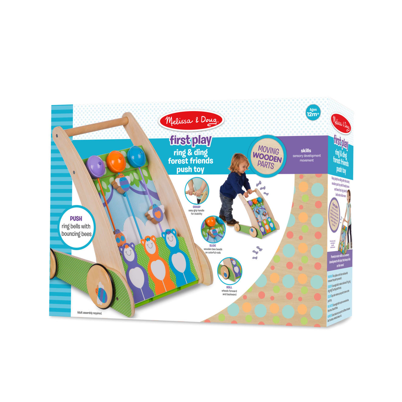 First Play Wooden Ring and Ding Forest Friends Push Toy - Image 2