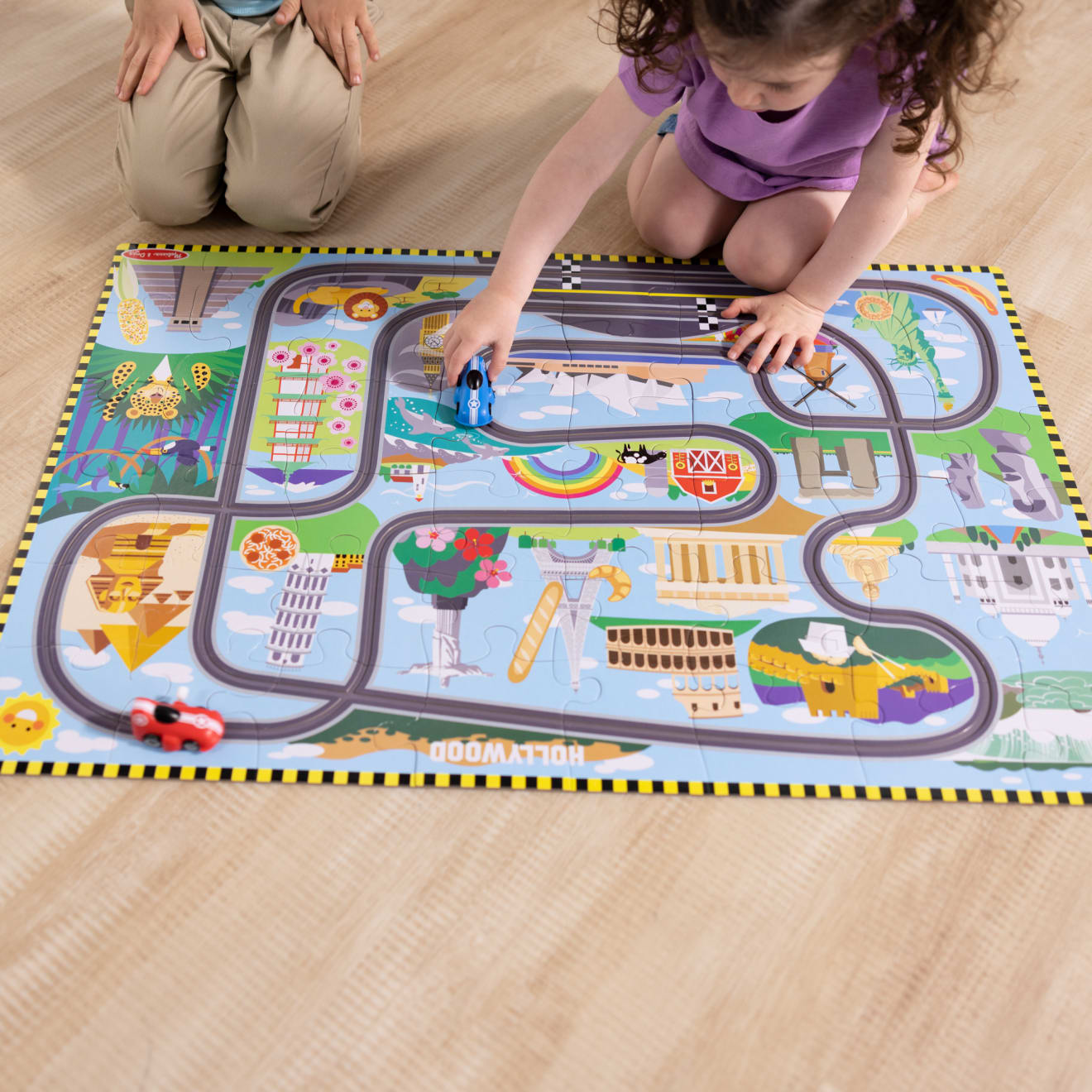 Race Around the World Tracks Floor Puzzle - 48 Pieces - Image 7