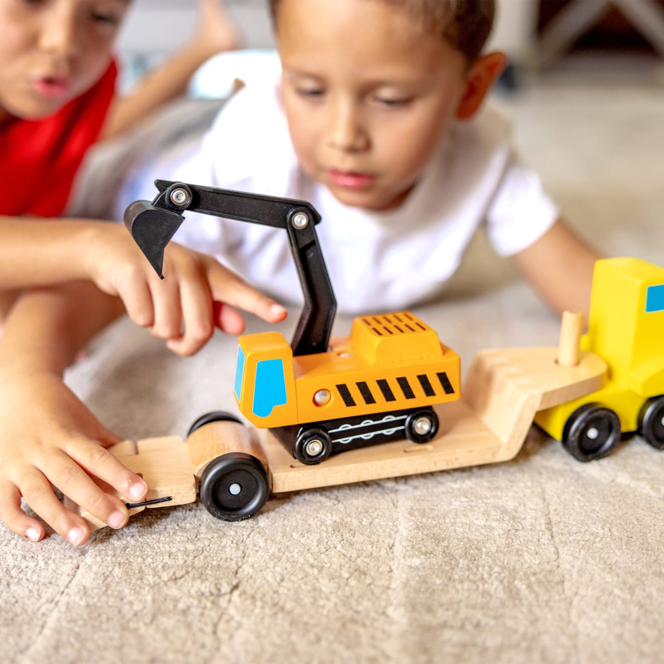 Trailer & Excavator Wooden Vehicles Play Set - Image 2