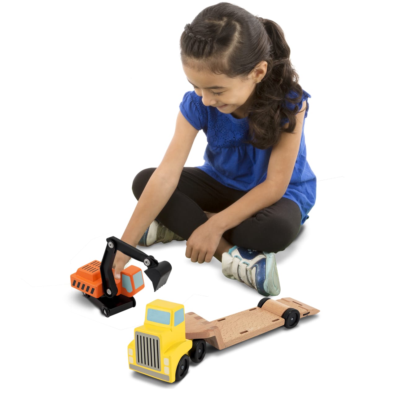 Trailer & Excavator Wooden Vehicles Play Set - Image 6