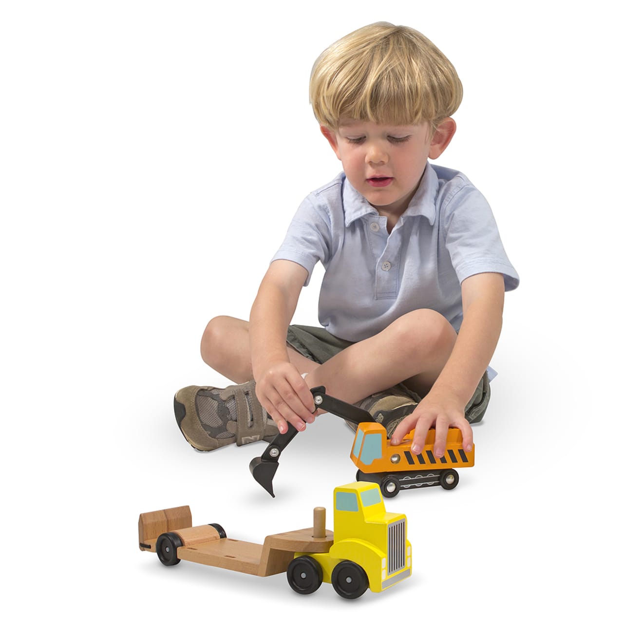 Trailer & Excavator Wooden Vehicles Play Set - Image 8