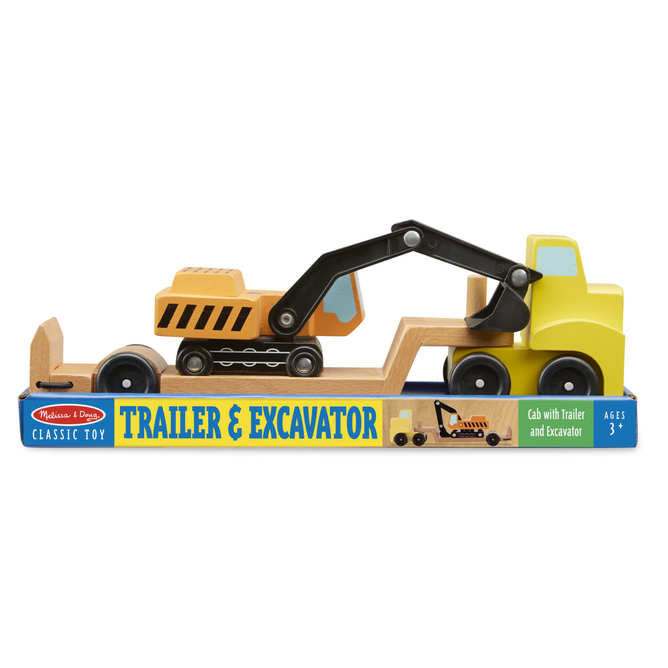 Trailer & Excavator Wooden Vehicles Play Set - Image 3