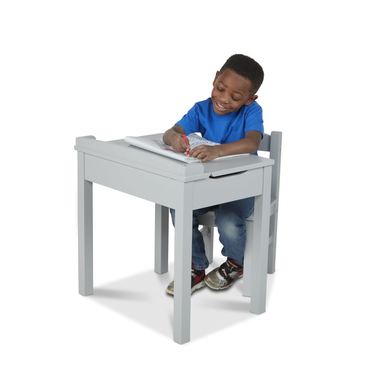 Child's Lift-Top Desk & Chair - Gray - Image 8