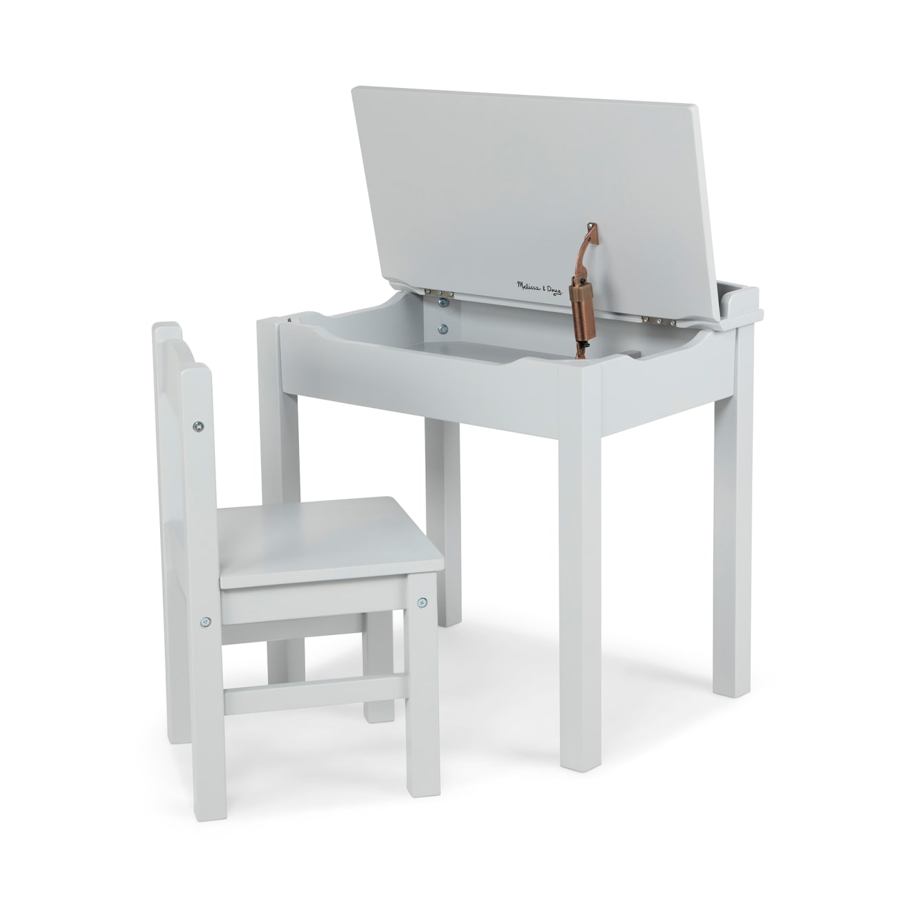 Child's Lift-Top Desk & Chair - Gray - Image 9