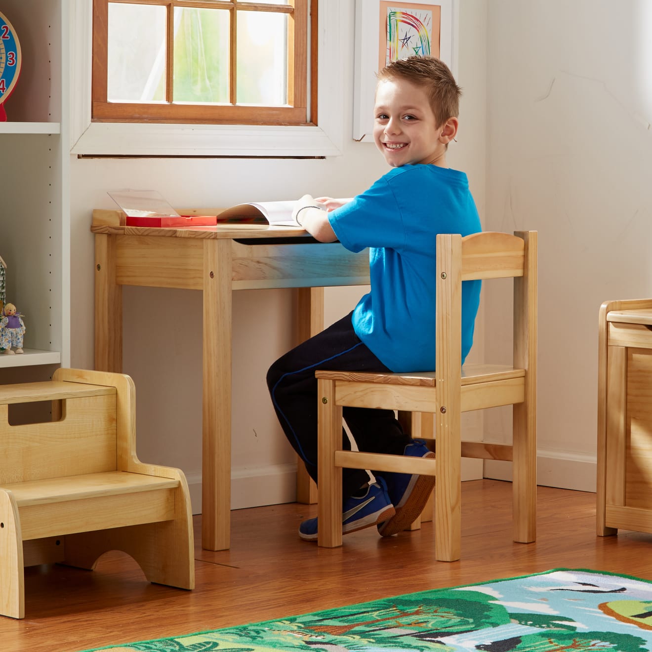 Child's Lift-Top Desk & Chair - Honey - Image 2