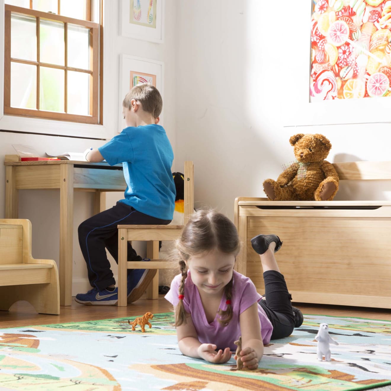 Child's Lift-Top Desk & Chair - Honey - Image 7