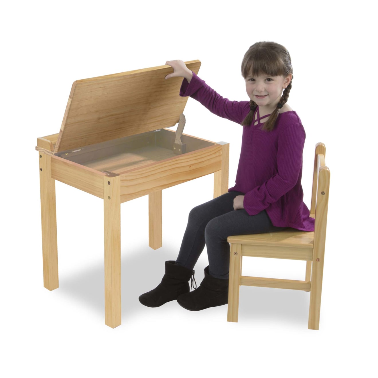 Child's Lift-Top Desk & Chair - Honey - Image 8