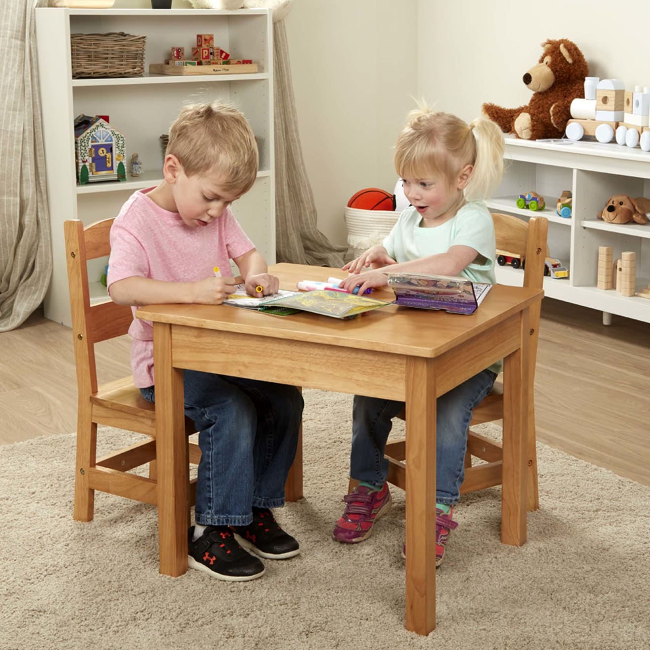 Wooden Table & Chairs - Natural - Image 2