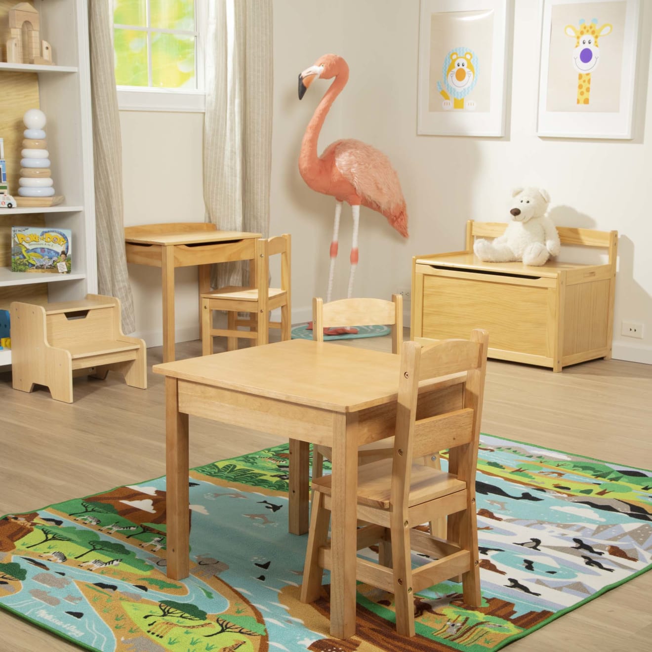 Wooden Table & Chairs - Natural - Image 6