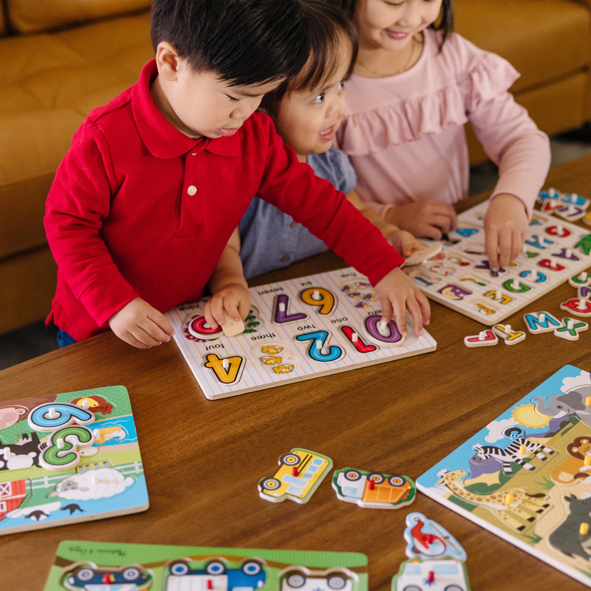 Wooden Peg Puzzle 6-Pack: Vehicles. Numbers. Safari. Farm. Pets. Alphabet - Image 7
