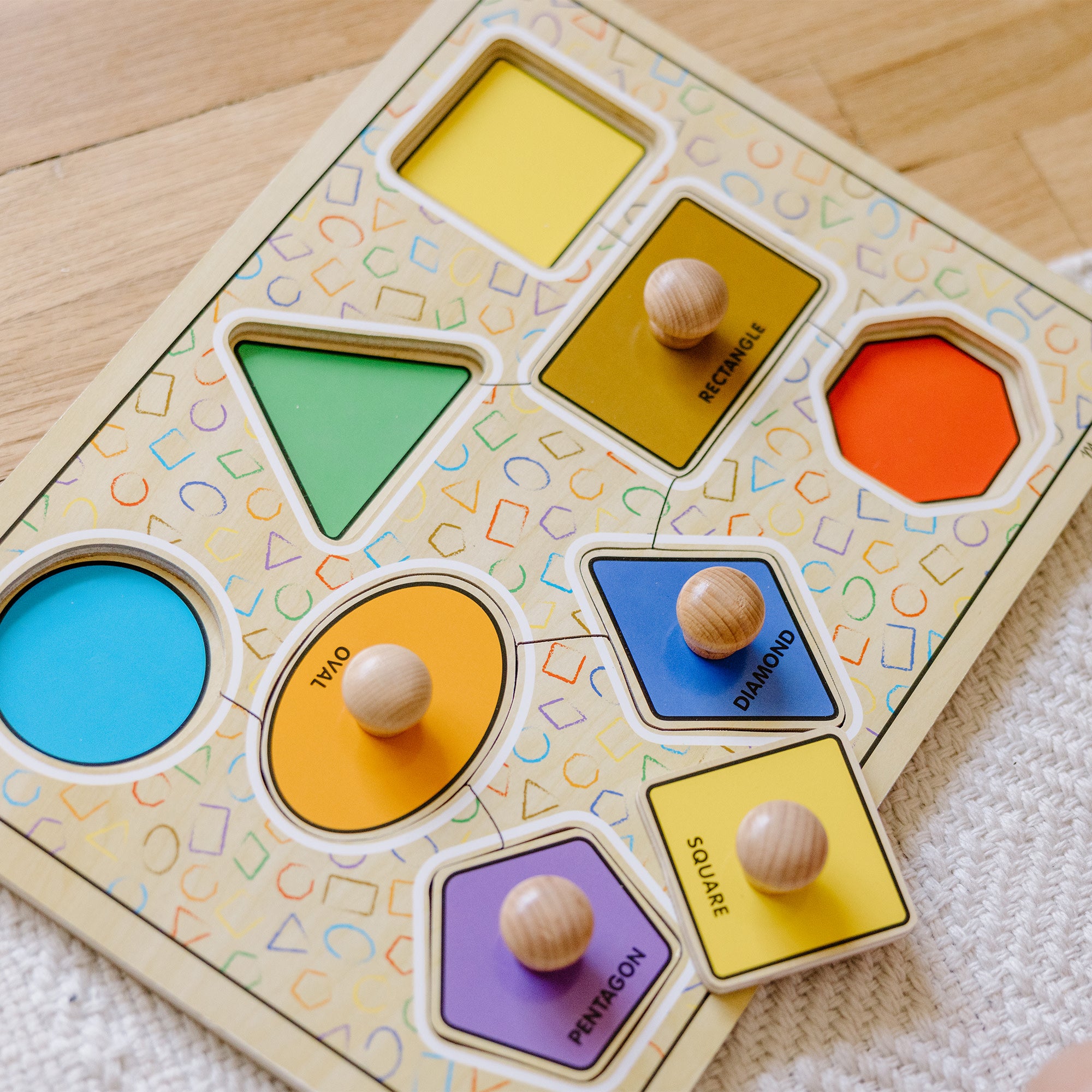 Geometric Shapes Deluxe Jumbo Peg Puzzle - 8 Pieces - Image 9