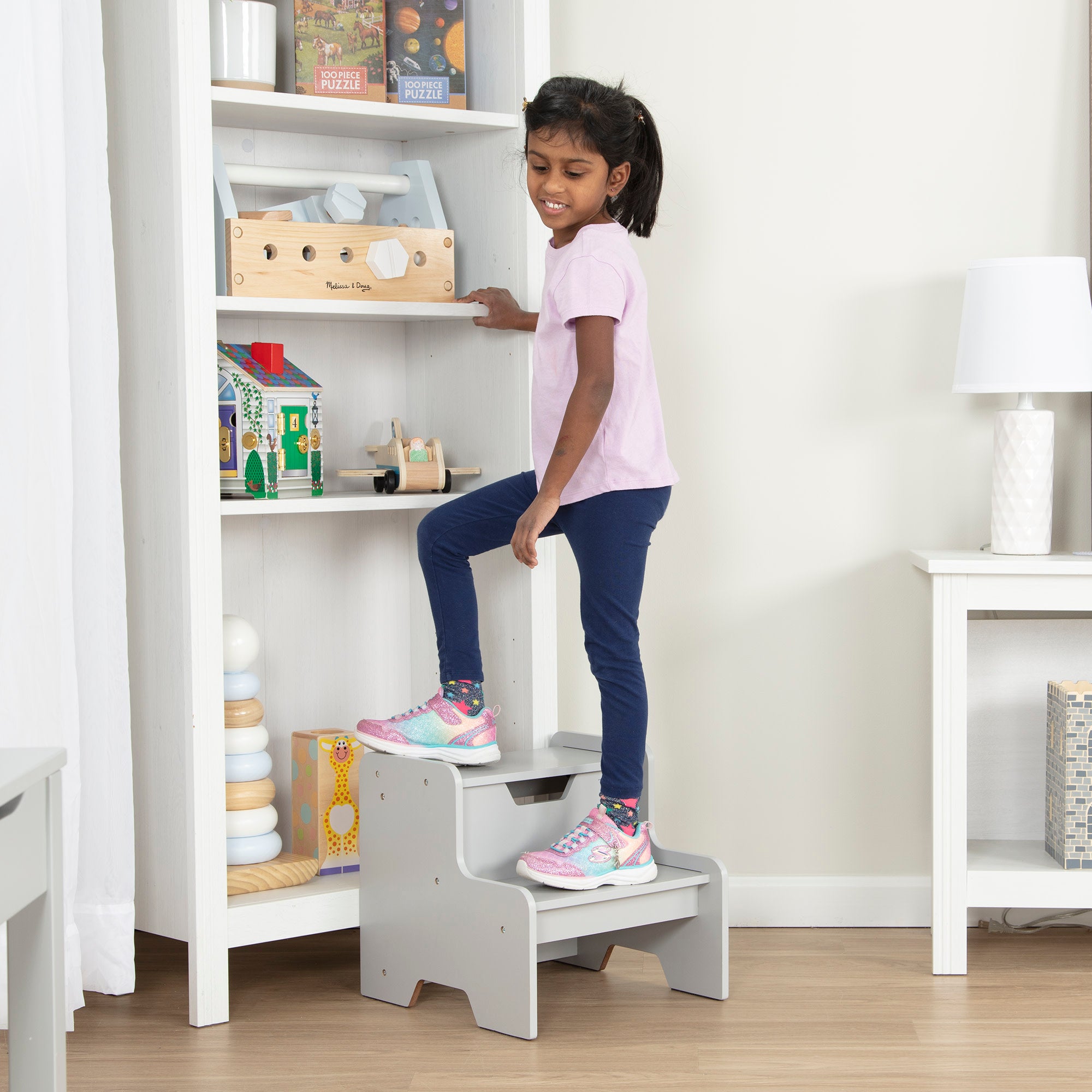Wooden Step Stool ?C Gray - Image 7